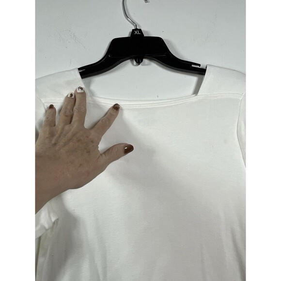 Chicos Square Neck The ultimate tee 3/4 pima cotton modal blouse  1 Top M 6 8 - Picture 4 of 7